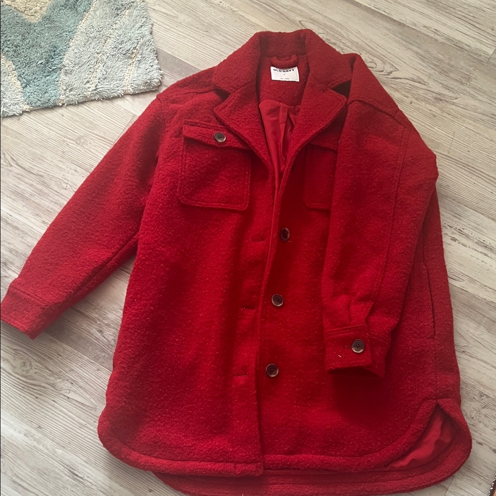 Old Navy Red Winter Pea Coat NWOT Small